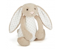 JELLYCAT Beżowy króliczek Bashful Starry Bunny w gwiazdki (średni 31cm)