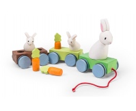LE TOY VAN Drewniany pociąg z króliczkami do ciągnięcia
